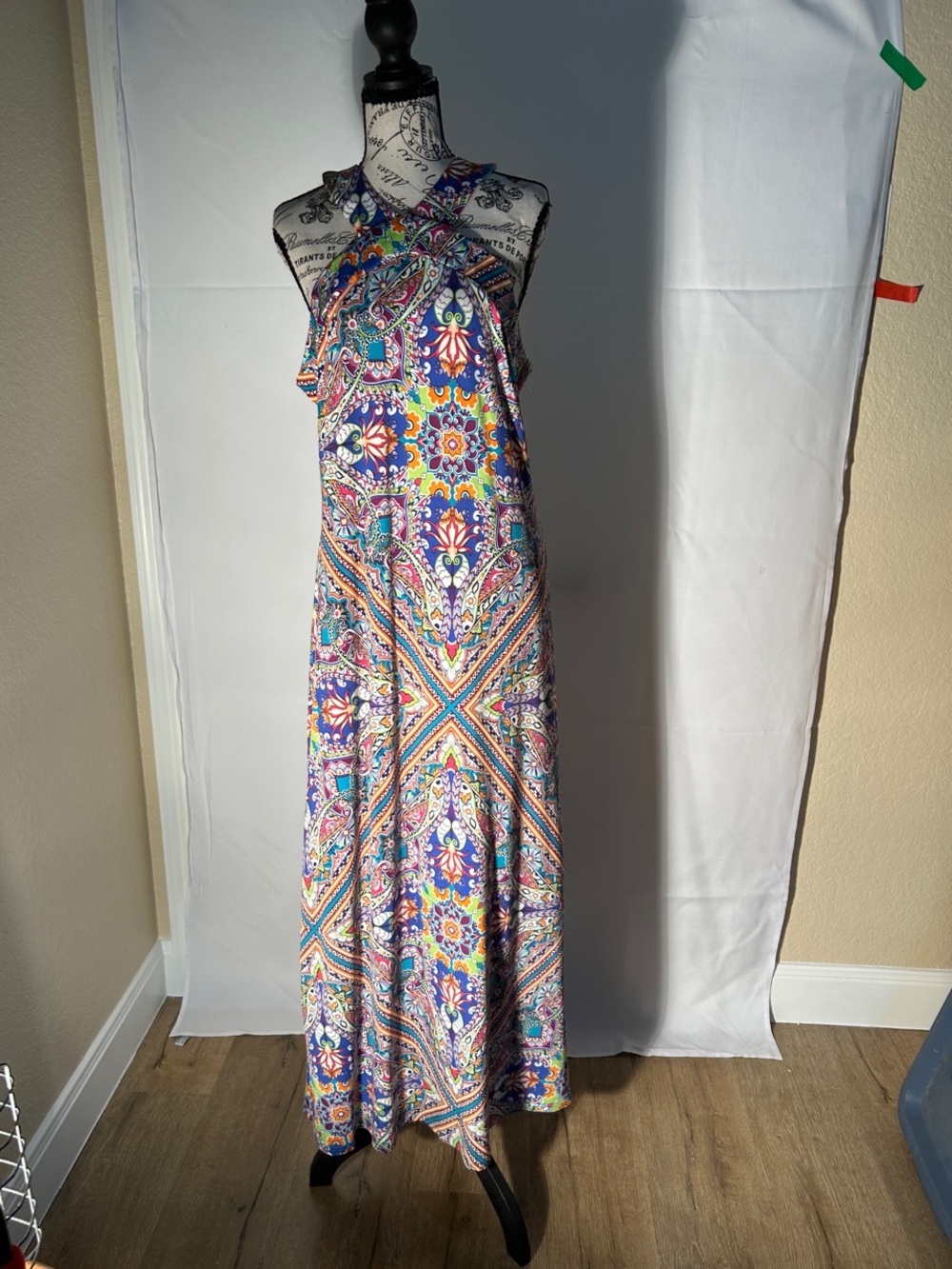 Cupio Multicolor Paisley Halter Maxi Dress